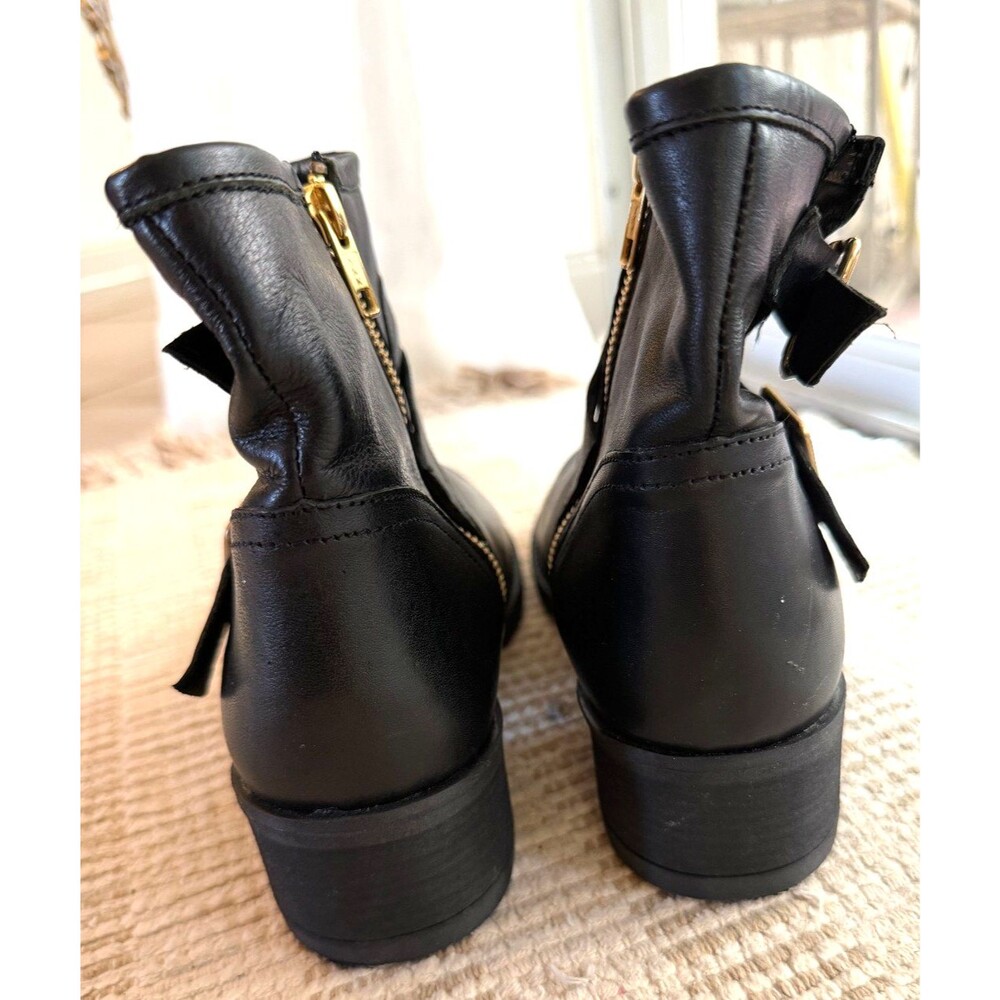 Boots Women's Steve Madden Ankle Boots Leather upper Black / Gold Size 8.5 - Picture 4 of 9